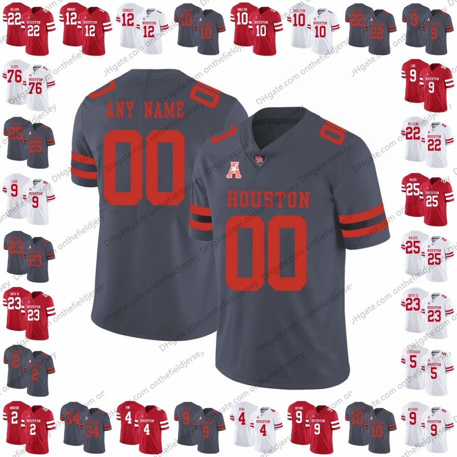 2020 Custom Houston Cougars College Football Jersey Any Name Number 10