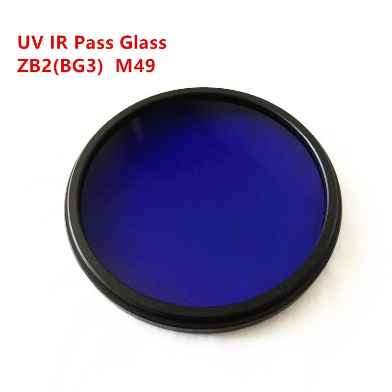 49mm 380nm UV IR Pass Filter ZB2 BG3 Dual Bandpass Violet GLass Visible