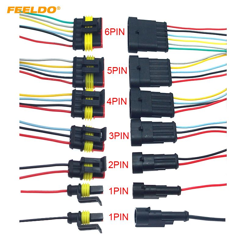 5 Sets 4 Pin Car Waterproof Electrical Connector Plug with Wire wire harness