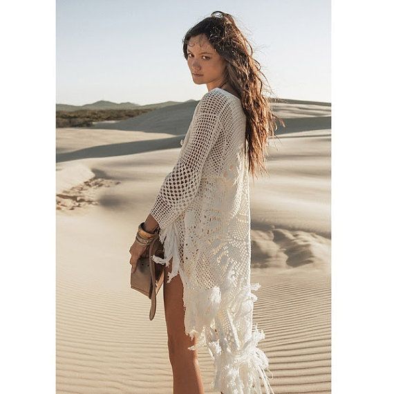 Cardigan Mandala Long Sleeve With Fringes Gift Ideas Summer Clothing Beach Dress Cover Up Handmade Clothing