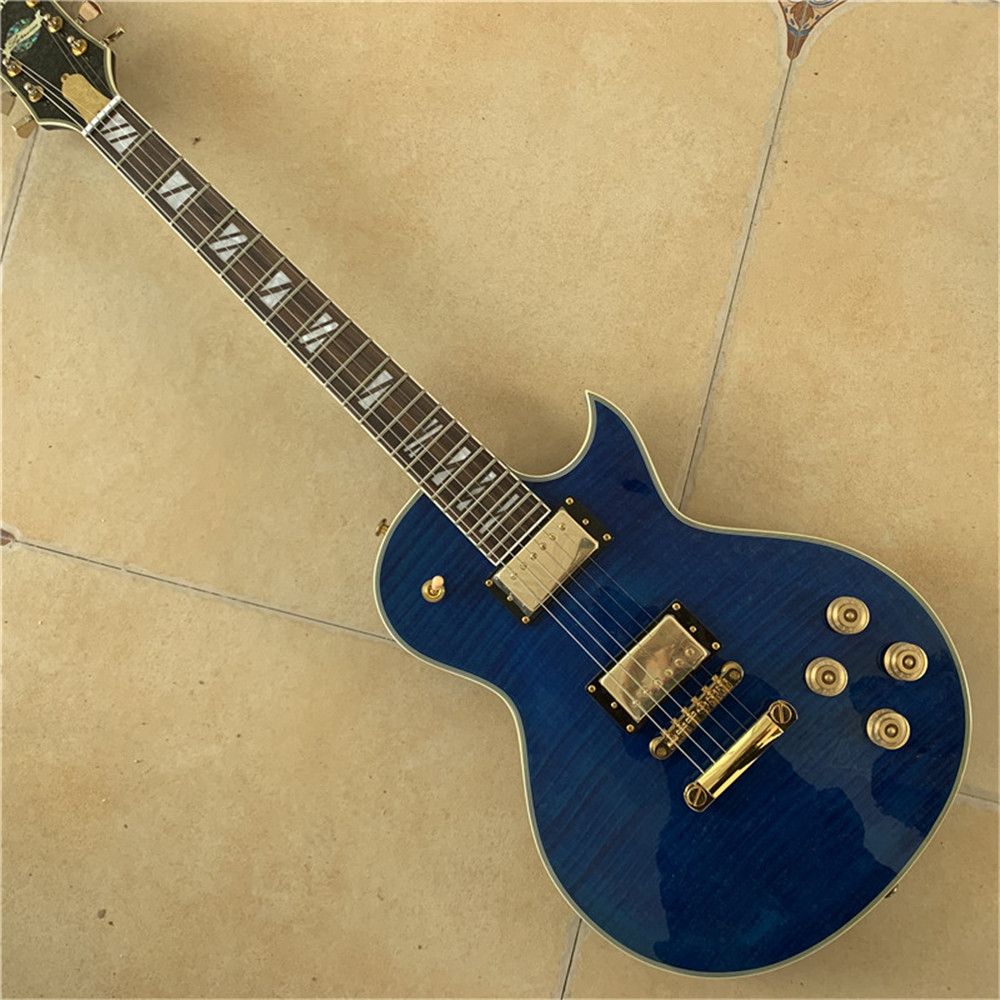 High Quality Handmade Electric Guitar, Flame Maple Top Wood Binding