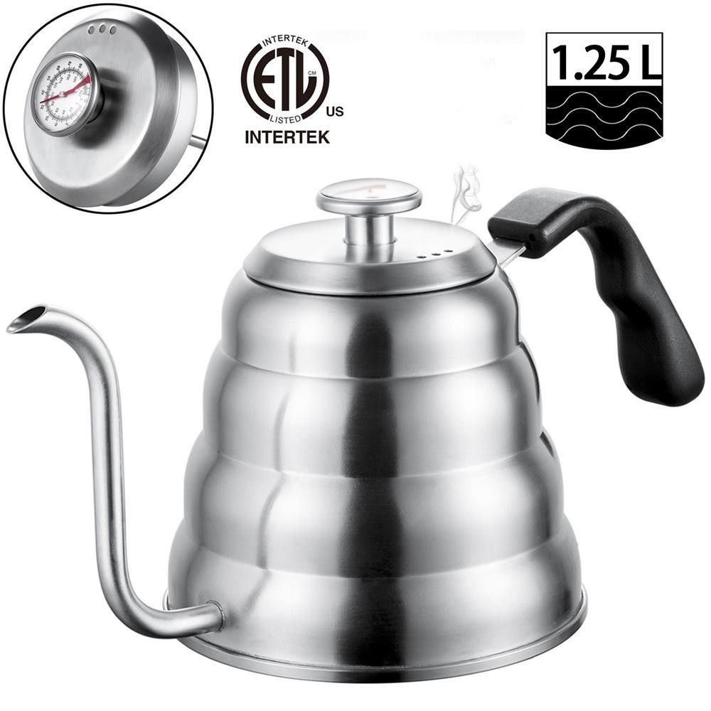2021 Stainless Steel Tea Coffee Kettle With Thermometer, Gooseneck Thin