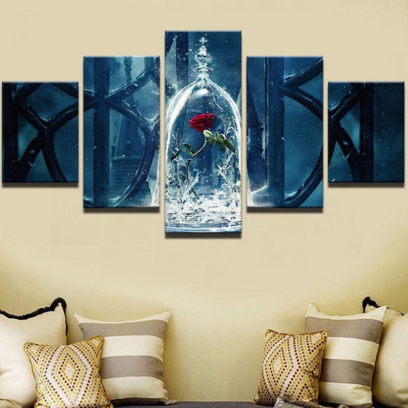 Red Rose 2 5 Pieces Canvas Prints Wall Art Oil Painting Home Decor Unframed Framed