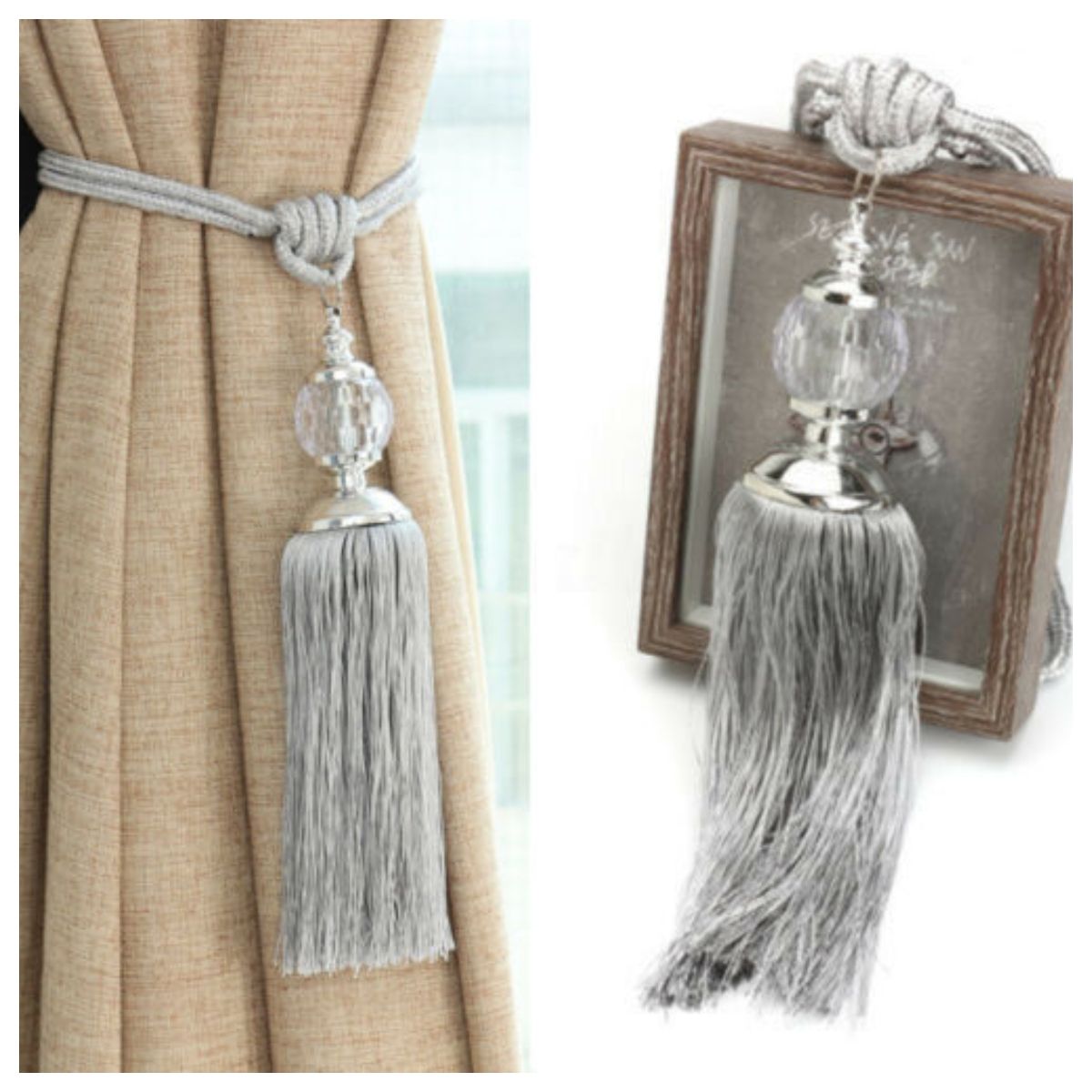 2020 Multicolor Pair Of Curtain Holdbacks Rope Tie Backs Window Tassel