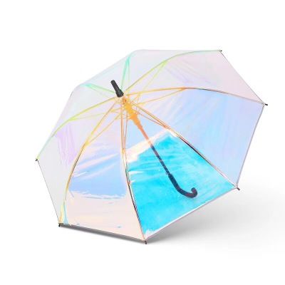 2020 Plastic PVC Holographic Umbrella Fashion Rain Sunshade Long Handle