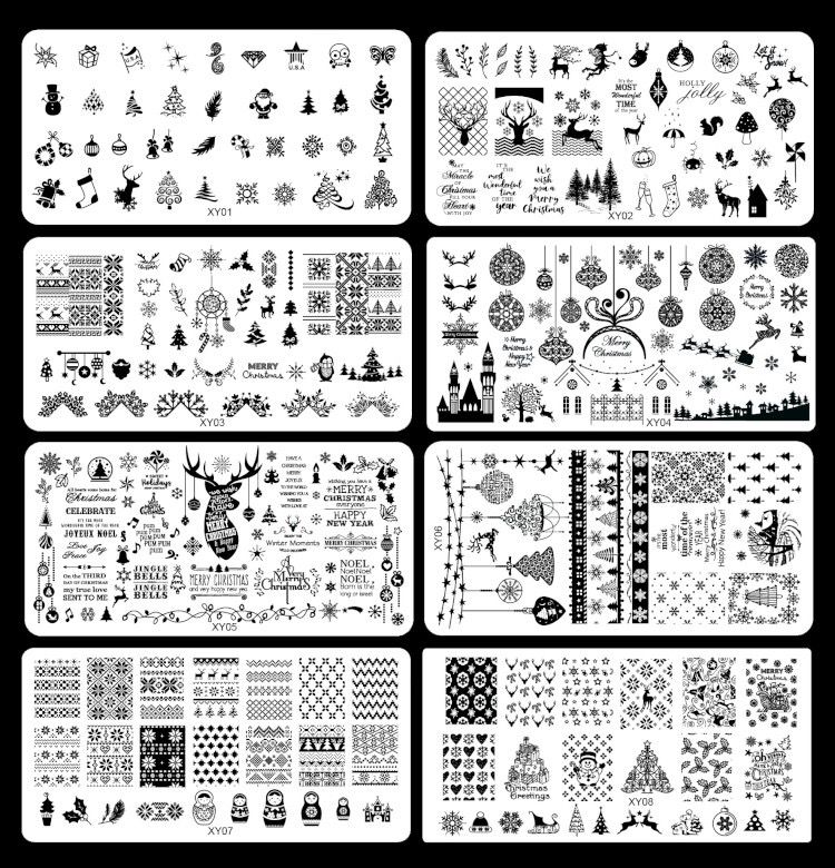 art templates 1pcs xmas metal nail stamping plates templates stamp christmas snowflakes tree festival decoration designs nail tool christmas art templates