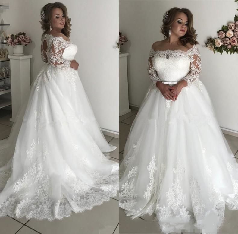 Discount Plus Size Wedding Dresses Lace Long Sleeve Off ...