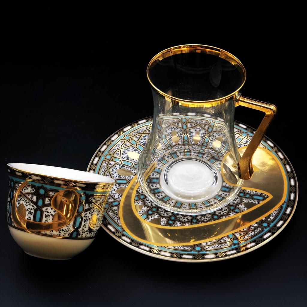 2019 Arabic Coffe Cups + Turkish Tea Set From Sanlimeshur, 55.28