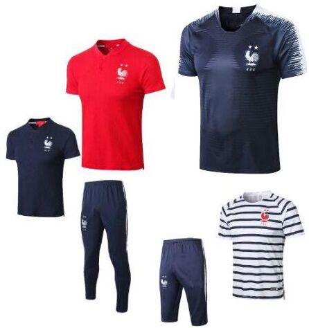 French Jogging Pants Kits Maillot De Foot Football Training Polo Mbappe Equipe De France 2018 2 Etoiles Mbappe Soccer Jerseys Om Tee Shirt