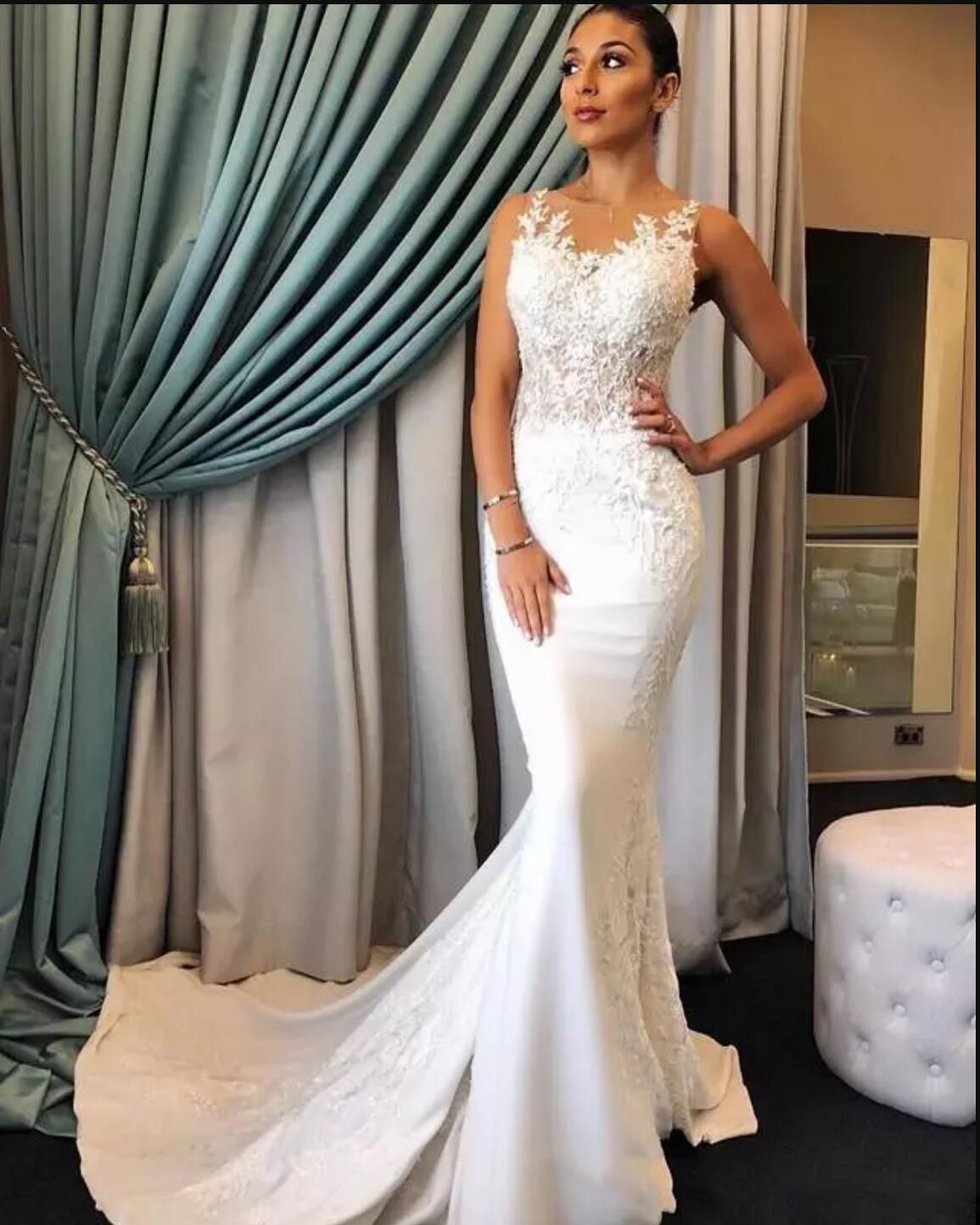 Acheter Robe De Mariée Sirène Pure Encolure Bateau Sans ...