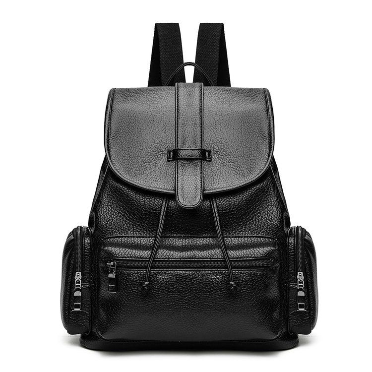 Brand Backpack Women Drawstring Black Leather Backpack Softback School Bags For Girls High ...