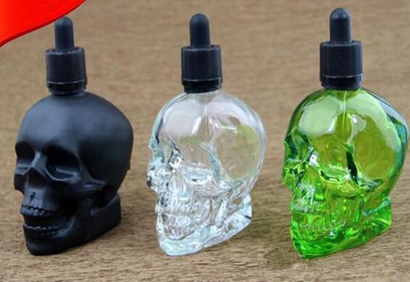 Ecig Vape 120ml Empty E Liquid Bottle Glass Skull Head Bottle Black