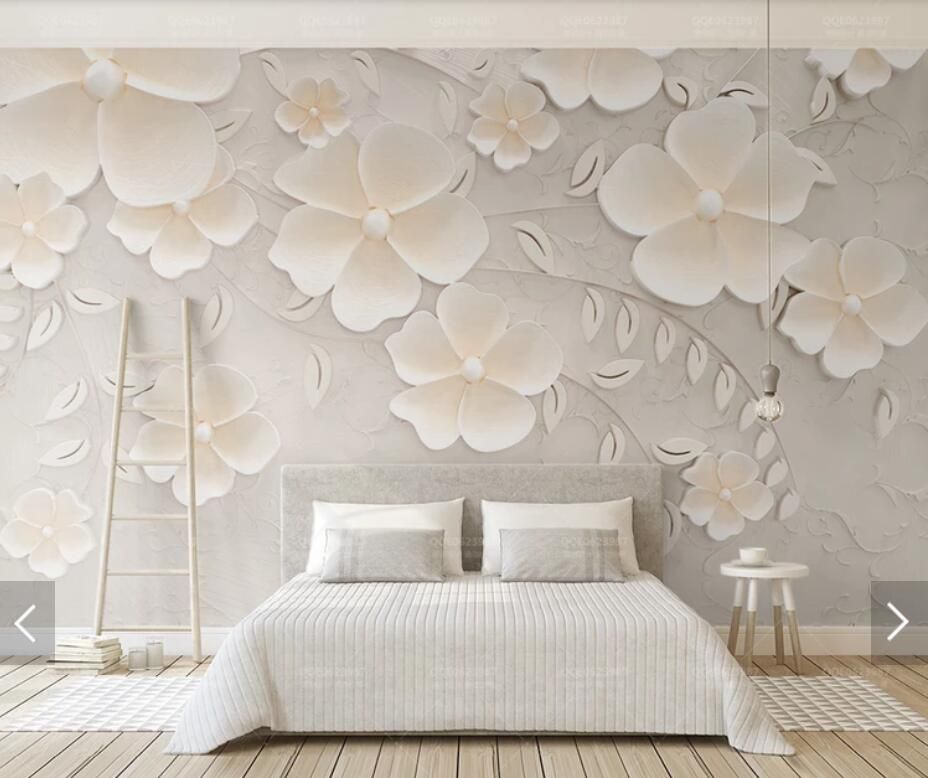 3d 8d Embossed Flower Wall Mural Photo Wallpaper For Living Room Bedroom Backdrop Paper Decor Fl Murals
