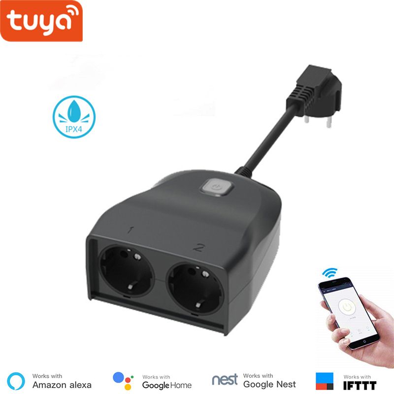 Google Home Compatible Tuya Smart App Outdoor Wifi Socket Eu Google Home Compatible Tuya Smart App Outdoor Wifi Socket Eu Standard 2 Ipx4 Waterproof For Automation Light Control System