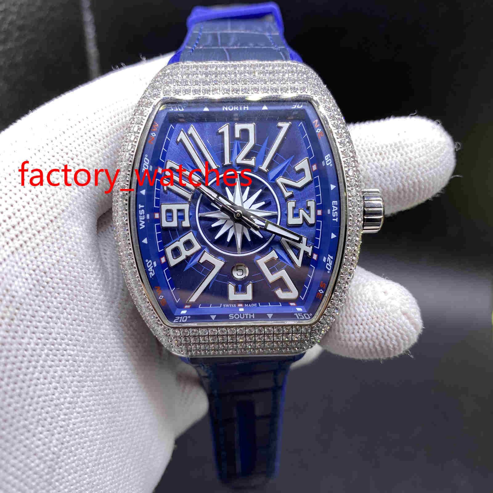 High Quality Men'S Fashion Wristwatch Diamond Case Watch Blue Face