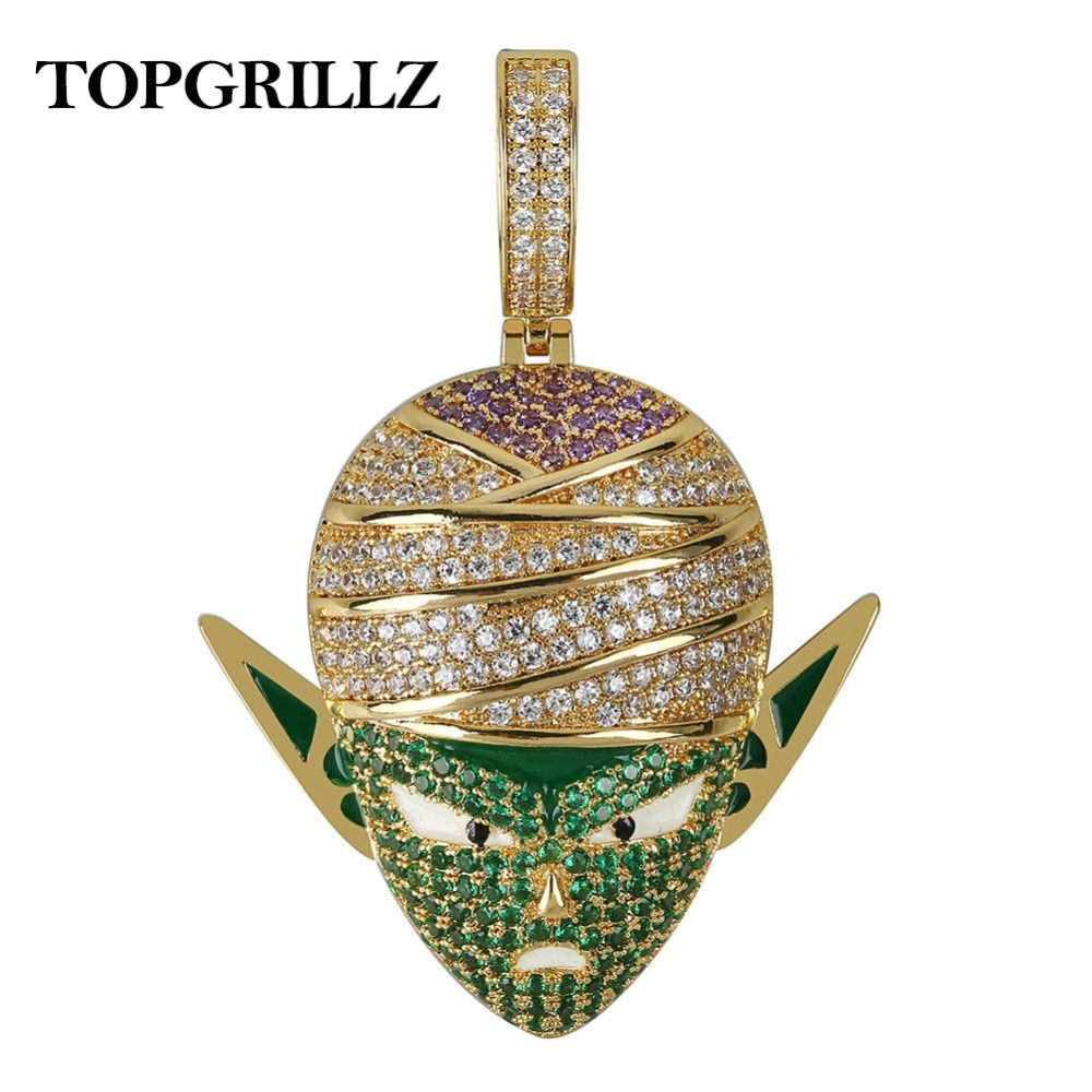 Whole Topgrillz Dragon Ball Character Piccolo Pendant Necklace Whole Topgrillz Dragon Ball Character Piccolo Pendant Necklace Iced Out Cz Hip Hop Gold Silver Color Men Women Charms Chain Jewelry Letter