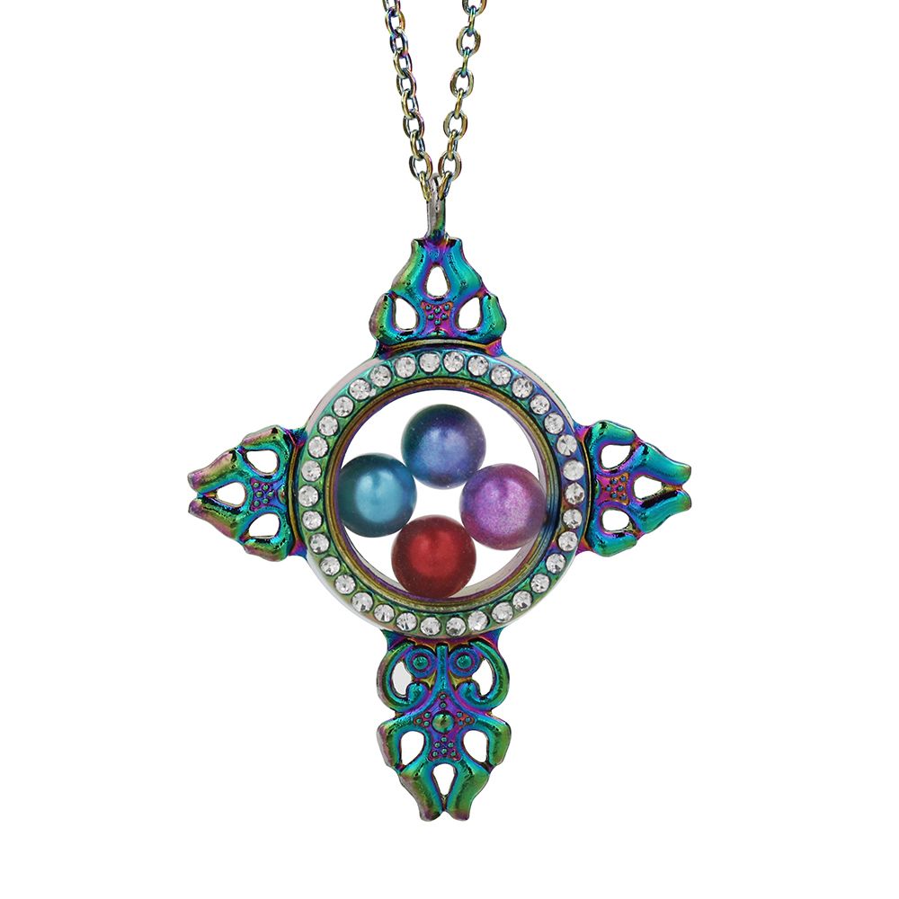 1pcs chrome cristal cœur flottant Médaillon Avec Collier Pendentif Chaînes