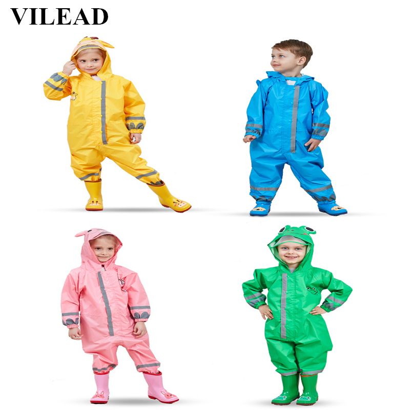 Cartoon Kids Rainwear Waterproof Hooded Rain Coat Jumpsuit Raincoat Cover