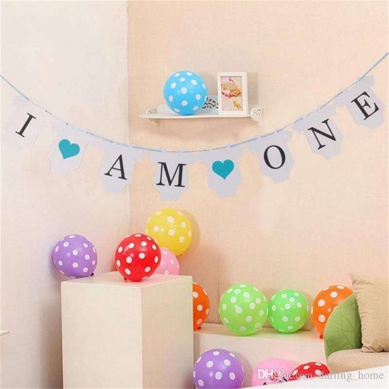 Wholesale I Am One Clothes Shaped Banner Flag Baby Shower Favors Christmas Birthday Party Decoration Centerpieces Festival Supplies
