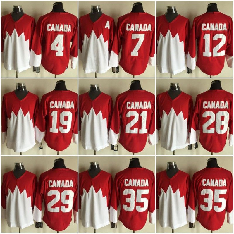 2019 Team Canada Jersey NHL 12 29 19 7 4 35 21 28 Red White Stitched