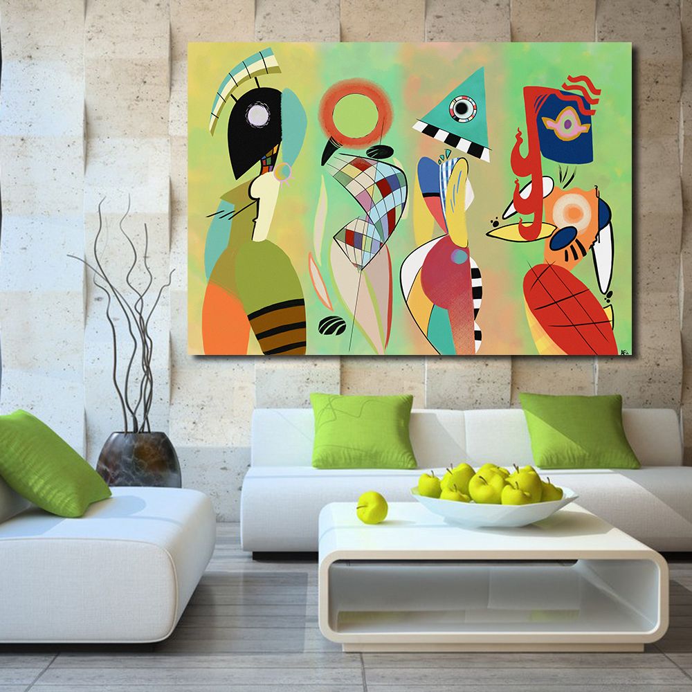 100 Handmade Abstract Canvas Art Wassily Kandinsky Wall Pictures For Living Room Bedroom Modern Painting Home Decor No Frame