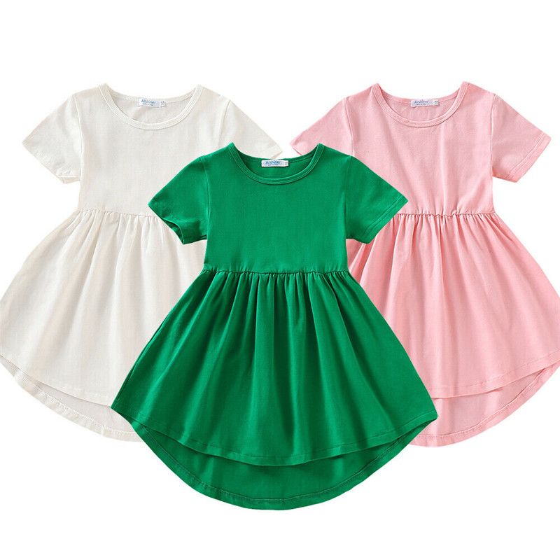 Baby Girls Dress Short Sleeve Princess Party Pageant Dresses Kids Clothes Toddle