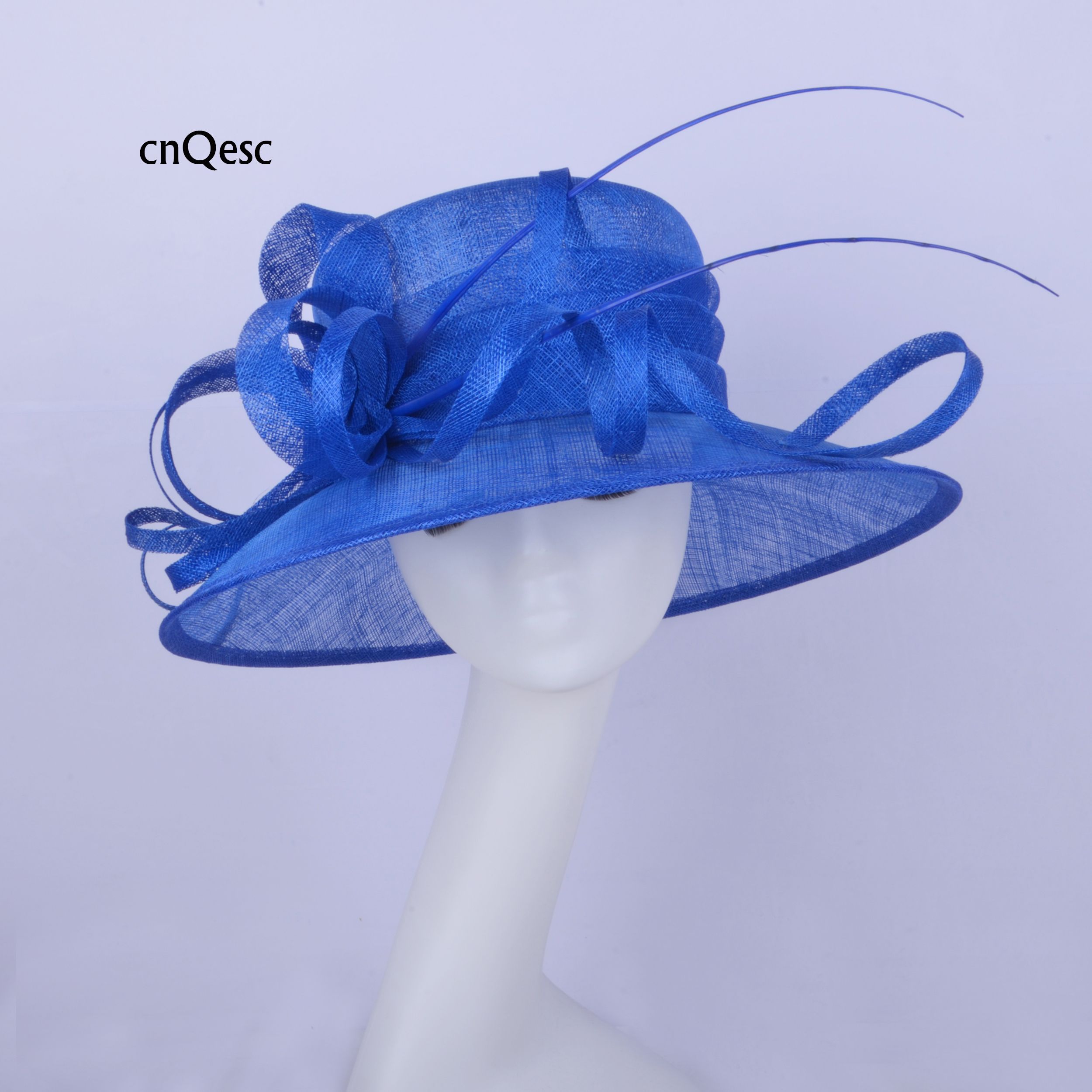 2019 Royal Blue Ladies Formal Dress Hat Sinamay Fascinator Hat Church