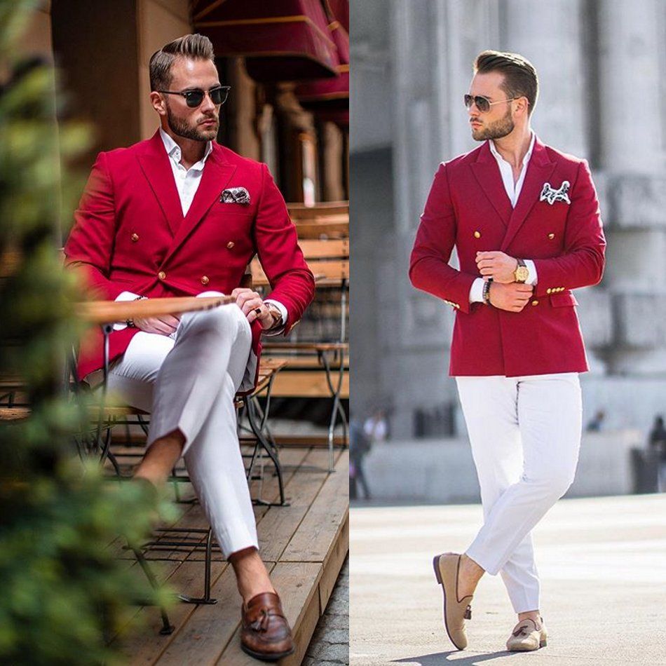red and white suit for wedding