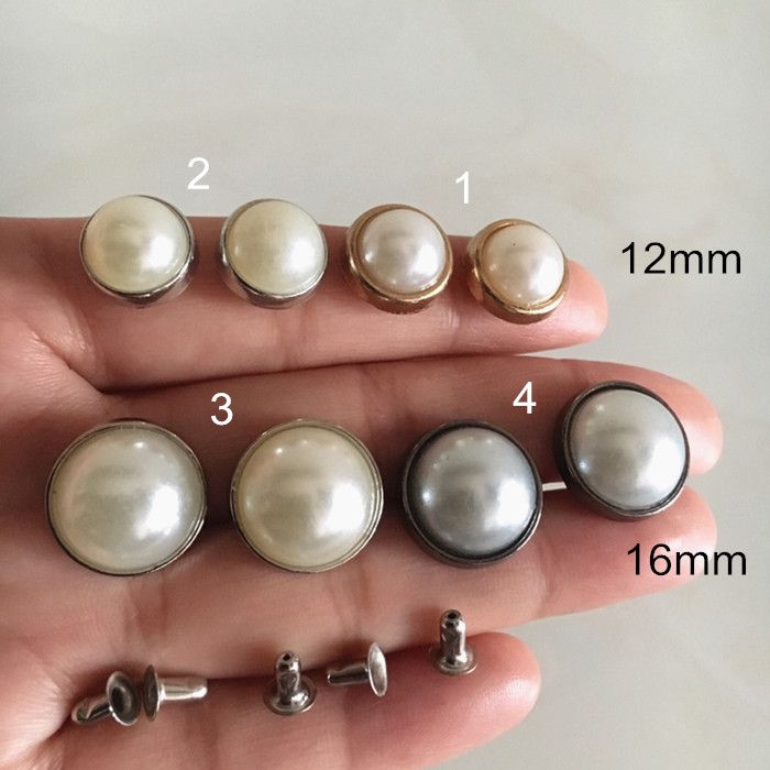 2021 Domed Pearl Rivet Studs With Metal Base,12mm /16mm Metal Plating Round Pearl Spike Snap