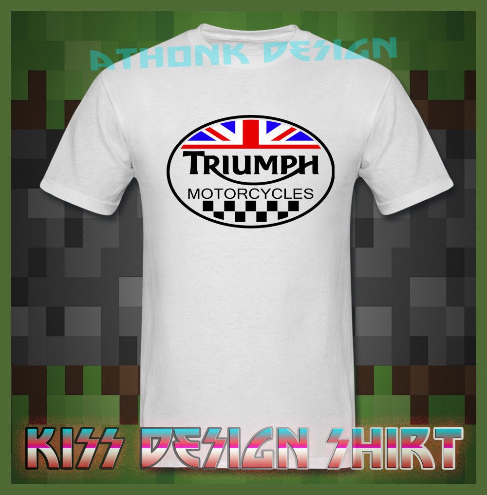 Triumph Vintage Logo Tee White Motorcycle T-Shirt NEW MTSS16054