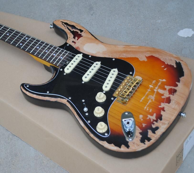 Left Handed Vintage Relic Aged SRV Electric Guitar Lefty Eged Hardware