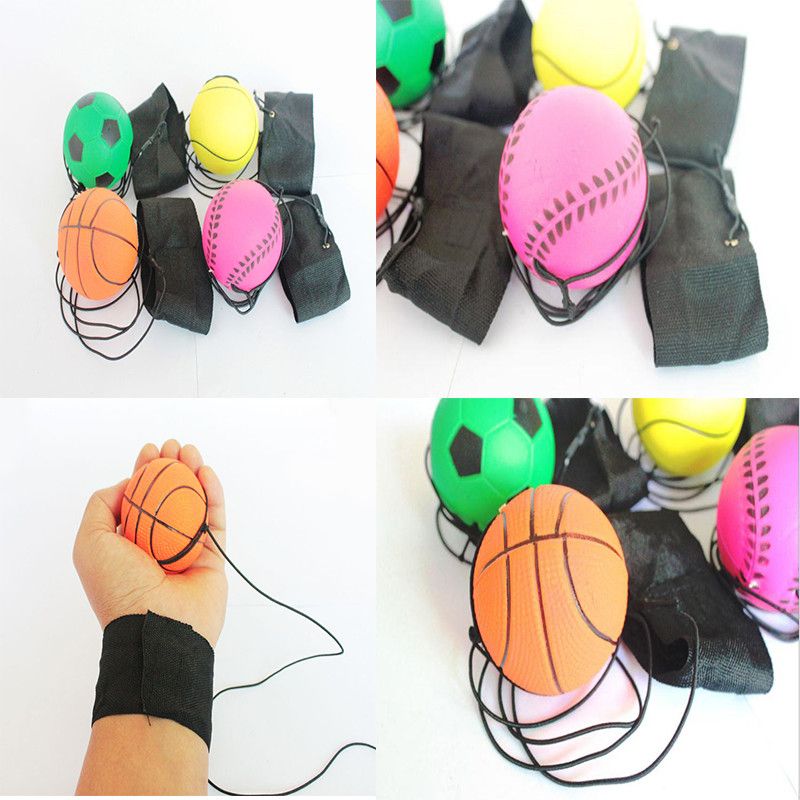 63mm Throwing Bouncy Ball Rubber Wrist Band Bouncing Balls Kids Elastic