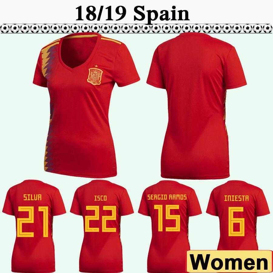 De Camisetas Manga Ramos Mujeres Corta Costa Inicio Rojas A España Asensio Fútbol iniesta Para 2018 Isco Sergio Diego Pique rxWdBQCoeE
