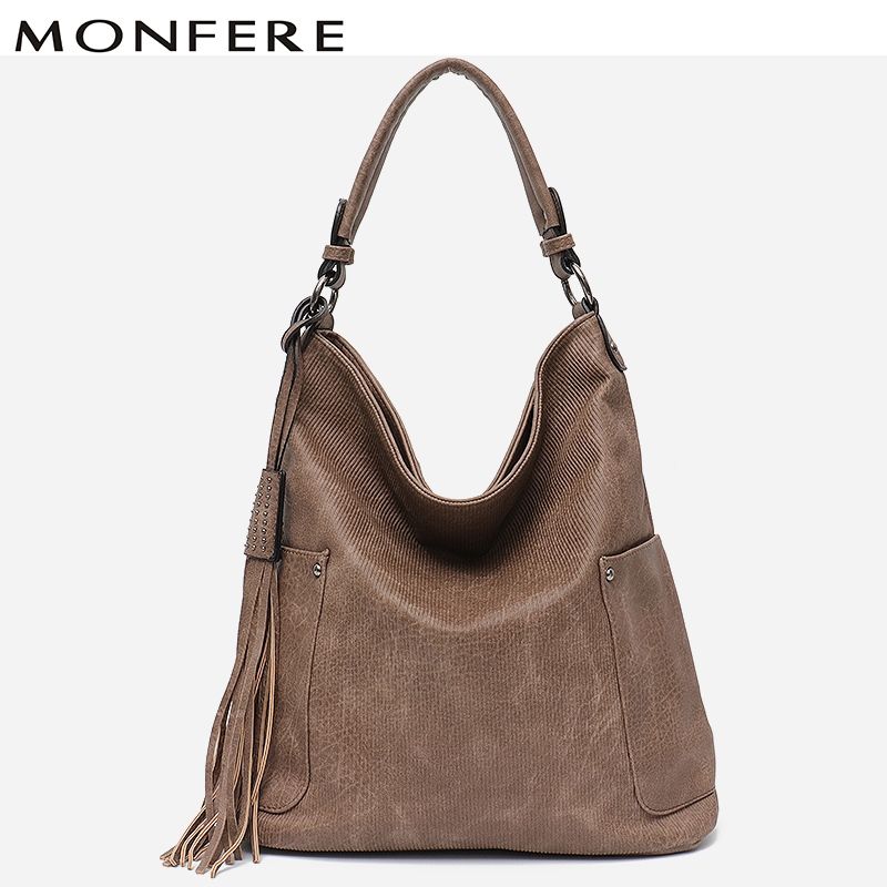 MONFERE Large Fashion Vegan Leather Shoulder Bags Women Designer Handbags High Quality Female ...