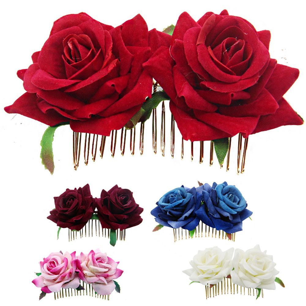 red flower hair accessories uk
