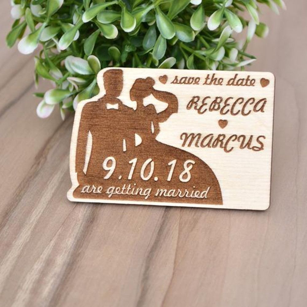 Personalized Wooden Save The Date Magnets Engraved Name Save The