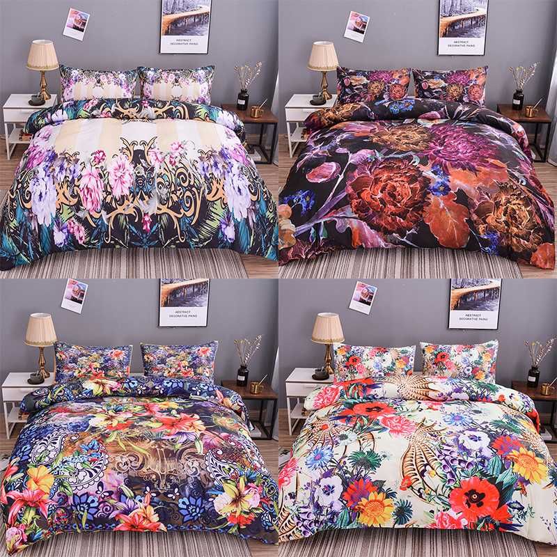 Boniu 3d Oil Painting Bedding Set Multi Color Flowers Comforter Cover 2 3 Pcs Girls Duvet Twin Queen Size Quilt
