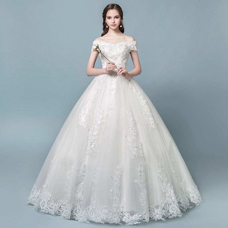 A Shoulder Bridal Dress Bride Shows Thin French Simple Wedding Dress