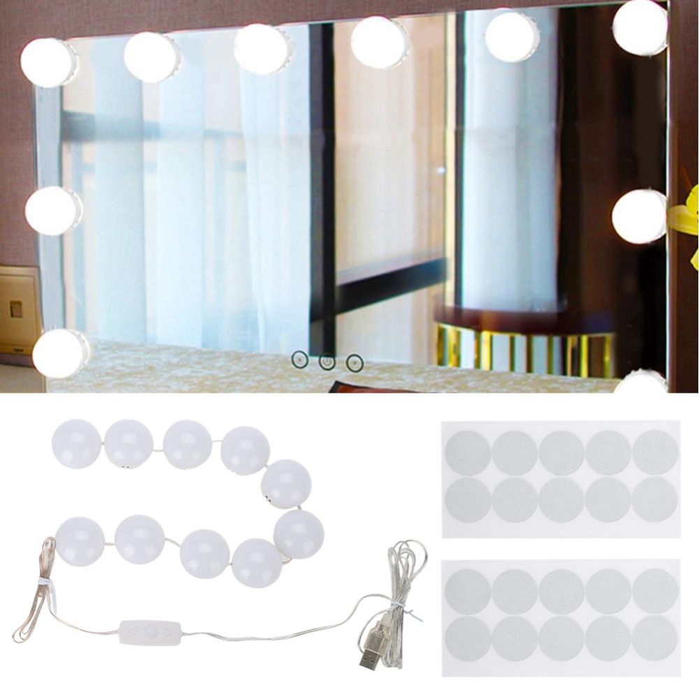 10 Bulbs Led Makeup Mirror Lights Dimmable Bulb Warm Cold Tones Dressing Decorative Light Brightness
