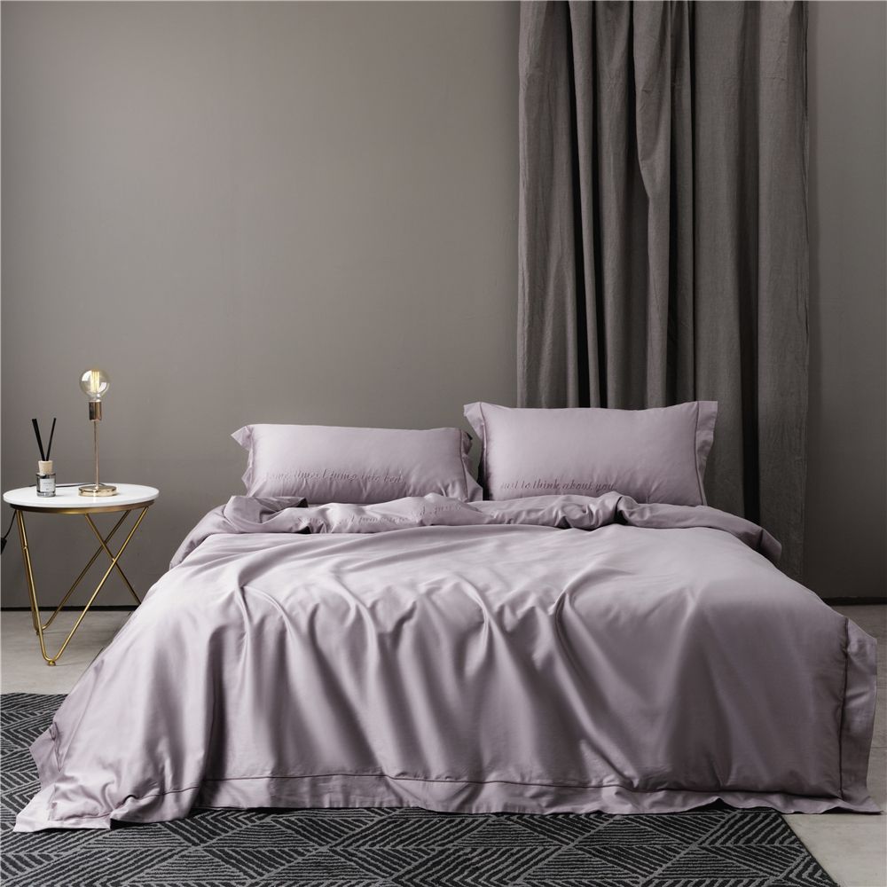 Egyptian Cotton Embroidery Lilac Queen King Bedding Sets Sheets Egyptian Cotton Embroidery Lilac Queen King Bedding Sets Sheets Pillow Case Duvet Cover Simple Fashion Luxury Gift Box Kidsline From