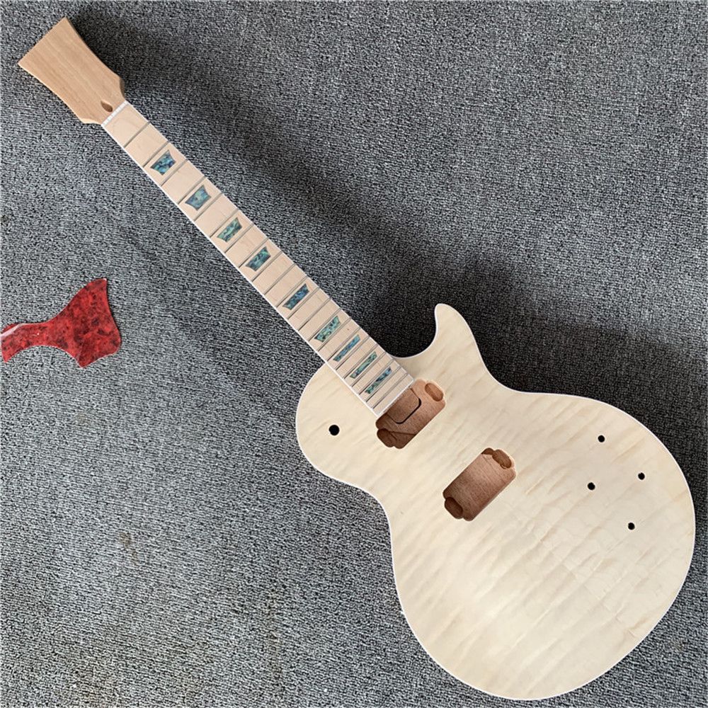 Unfinished Electric Guitar Kit, Alder Body with Quilted Maple Top, Maple Neck with Long Tenon