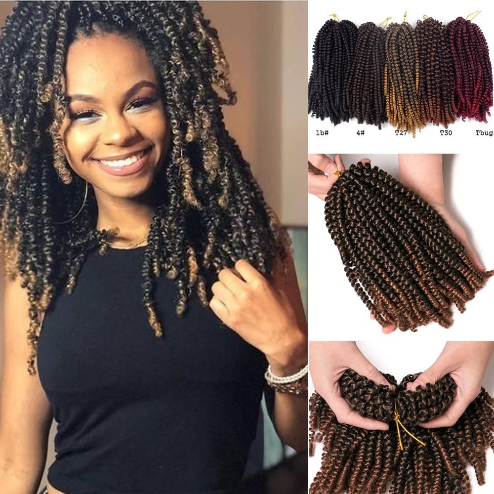 2020 8 Inch Bob Ombre Spring Twist Hair Crochet Braids Passion