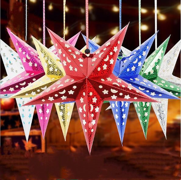 Weihnachtsdekoration Laser Stern Papier Stereo Fünfzackigen Stern Anhänger Urlaub Dekoration Deckendekoration