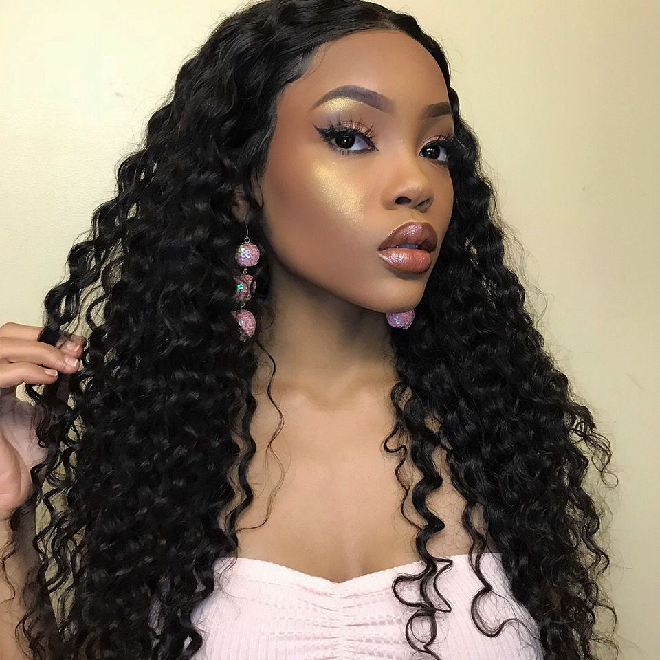 deep wave 360 lace front human hair wigs for black women pre plucked  brazilian remy hair deep wave lace frontal wig natural hairstyle