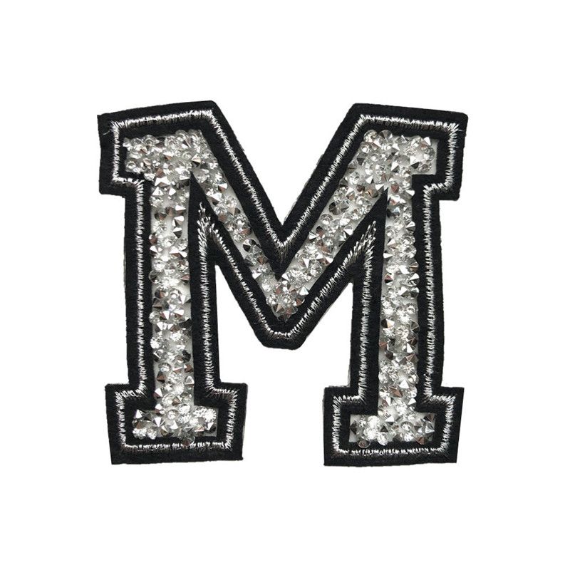 2020 M Letter Hot Fix Rhinestone Patch Sew Iron On ...