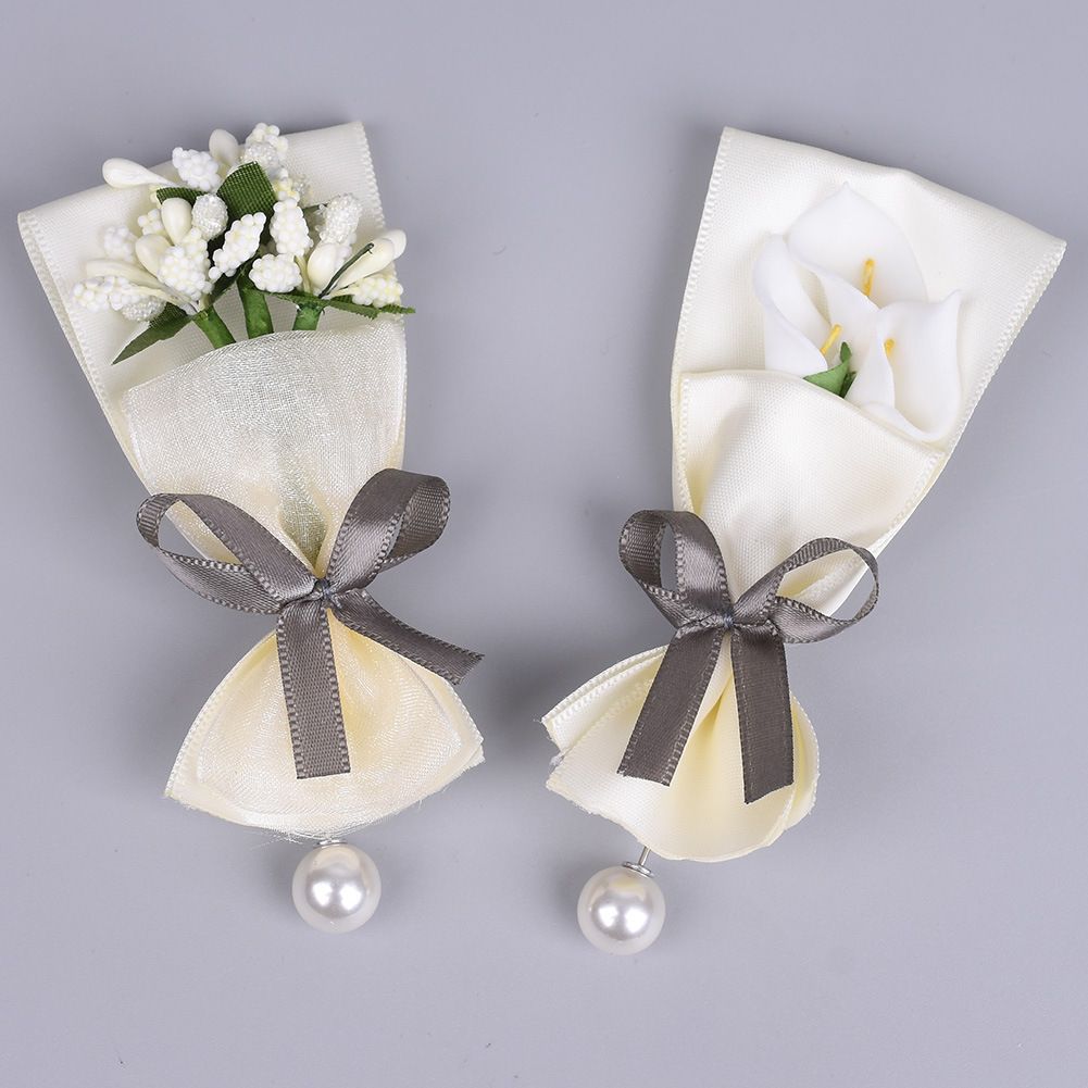 Wedding Man Boutonniere Groom Groomsman Brooch Corsage Calla Lily flower