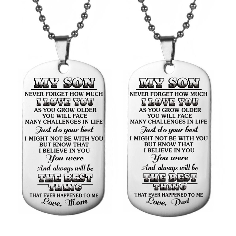 Whole My Son Daughter Necklace Keychain Love Dad Mom Whole My Son Daughter Necklace Keychain Love Dad Mom Stainless Steel Dog Tag Necklaces Key Chain Pendants Jewelry Will And Sandy Drop Ship