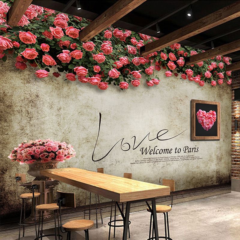 Custom 3d Photo Wallpaper Romantic Rose Flower Vine Backdrop Mural