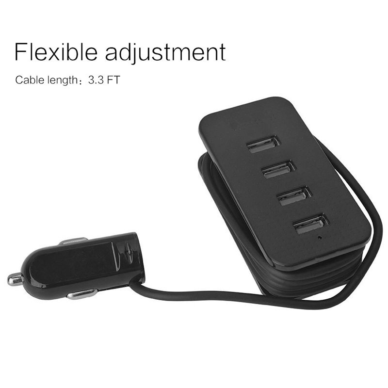 Multi Port Car Charger 4 Usb 20w 1m Cable Quick Charge For 5 5s 6