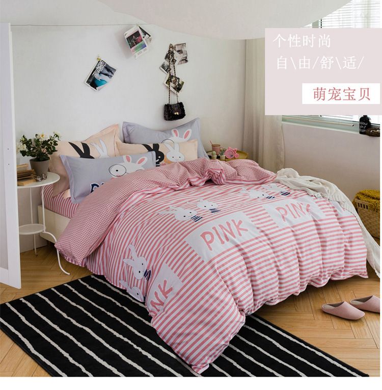 Pink Rabbit Baby Comforter Bedding Sets 100 Cotton Bed Linen Duvet Pink Rabbit Baby Comforter Bedding Sets 100 Cotton Bed Linen Duvet Cover Pillow Case Fitted Sheet Twin Full Queen King Set Fl Covers